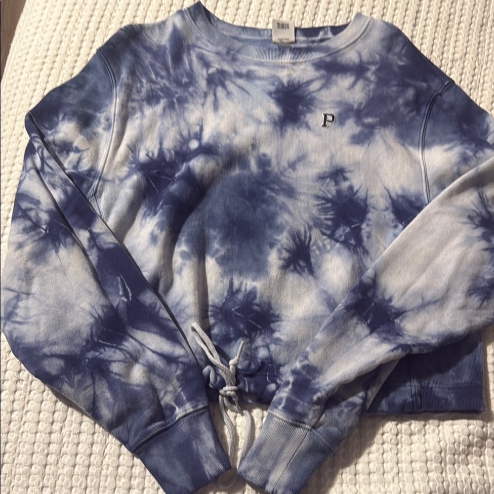 PINK Victoria's Secret Light Blue Tye Dye Sweatshirt
